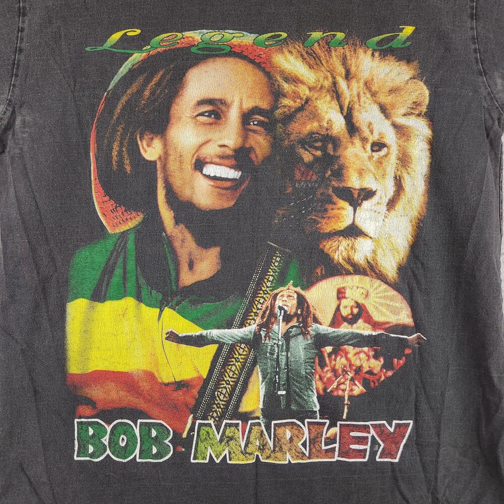 Vintage Bob Marley Legend Lion Shirt Mens Medium Black Zion Reggae Graphic Y2k
